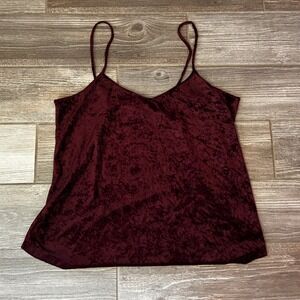 Women's Velvet Cami Tank Top Burgundy Whimsi-goth Moto-Boho Casual Party Large